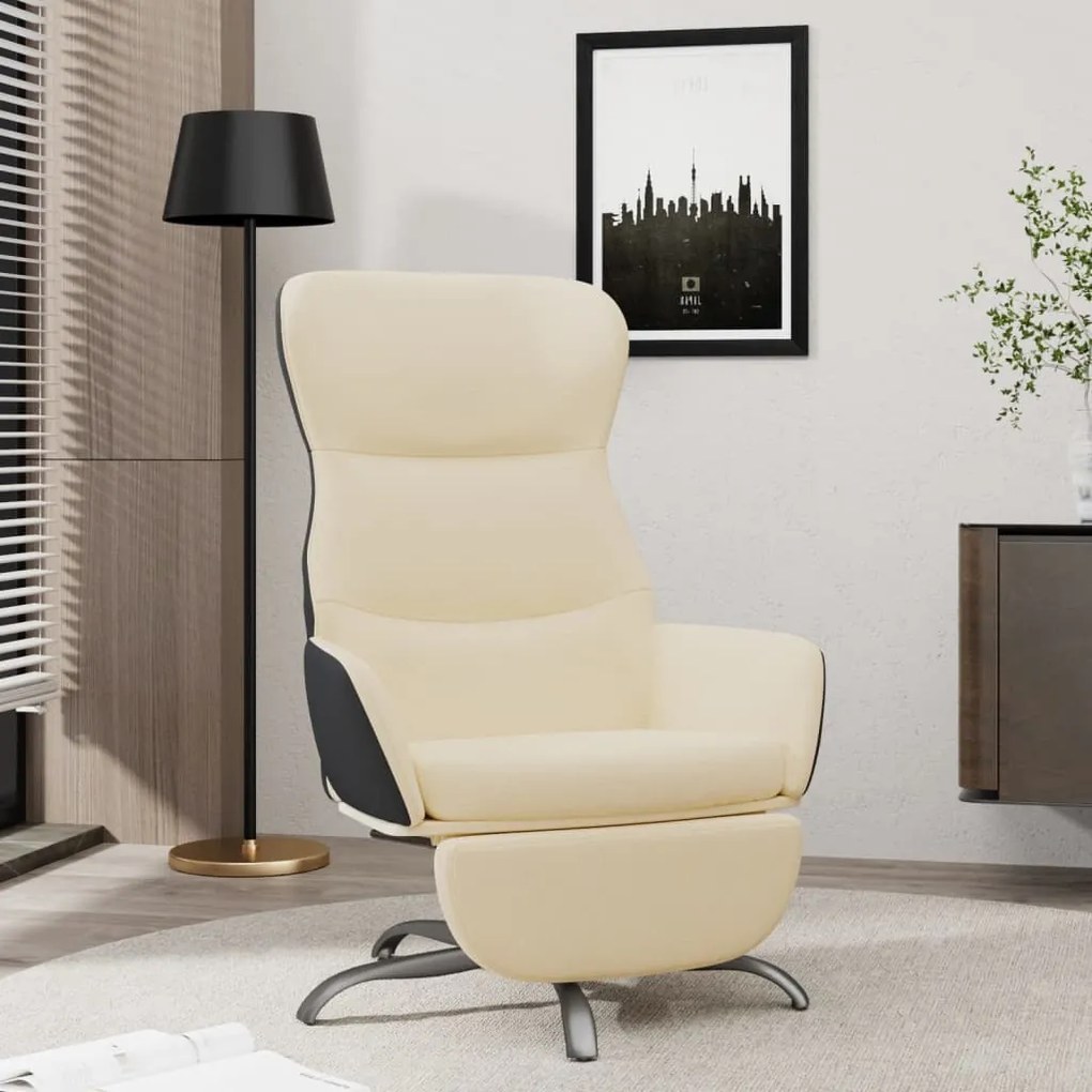 vidaXL Cadeira de descanso com apoio de pés tecido cor creme