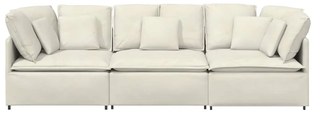 Sofá modular com almofadas veludo creme