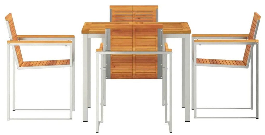 Conjunto de Jantar para Jardim com 5 Peças, mesa de madeira de acácia
