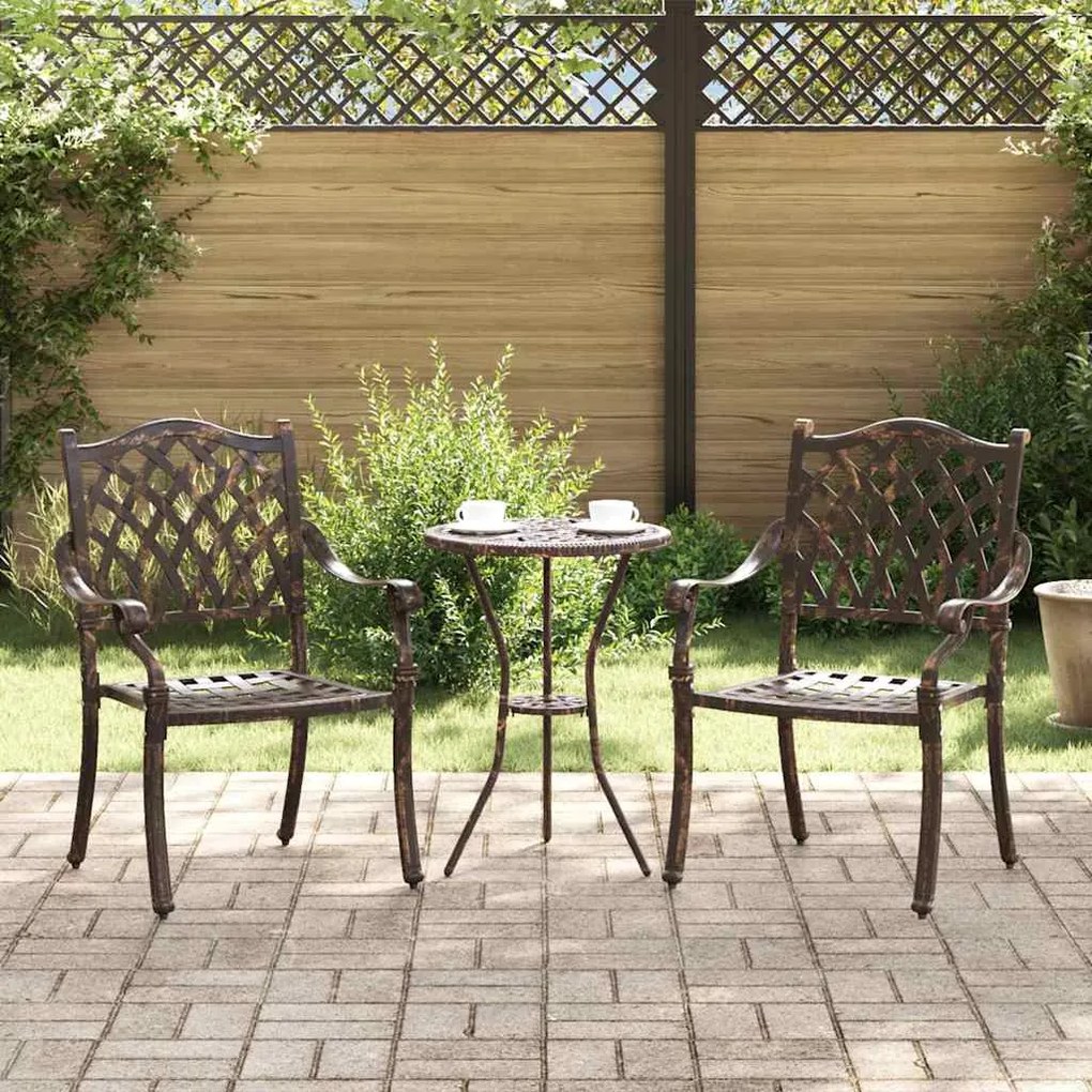 vidaXL Cadeira de Jardim 2 pcs Bronze 56 x 55 x 92.5cm Alumínio