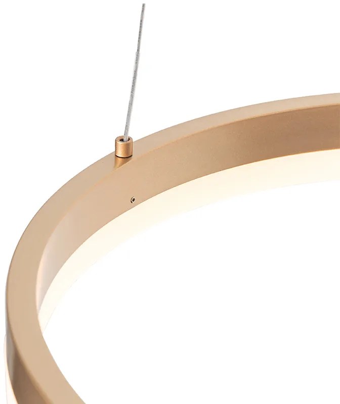 Candeeiro de suspensão design dourado 40 cm com LED regulável em 3 níveis - Anello Design