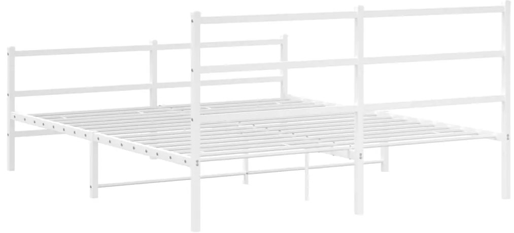 Estrutura de cama com cabeceira e pés 150x200 cm metal branco