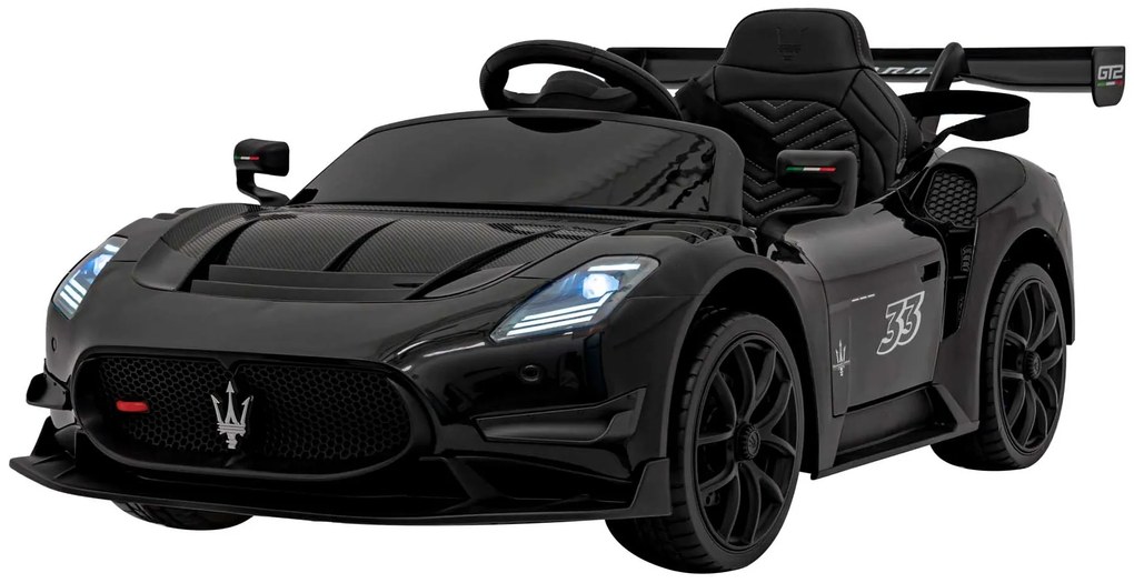 Carro elétrico para Crianças 12V 4 Motores Maserati MC20 GT2, Rodas de EVA, Assento de couro Preto