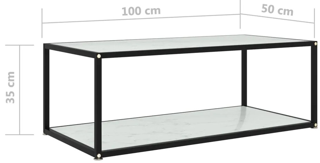 Mesa de centro 100x50x35 cm vidro temperado branco