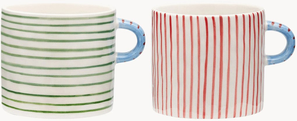 Canecas XL pintadas à mão Stripe Affair, conjunto de 2