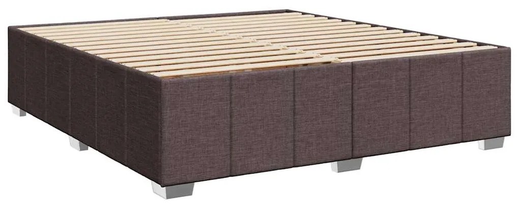 Cama com molas/colchão 200x200 cm tecido castanho-escuro
