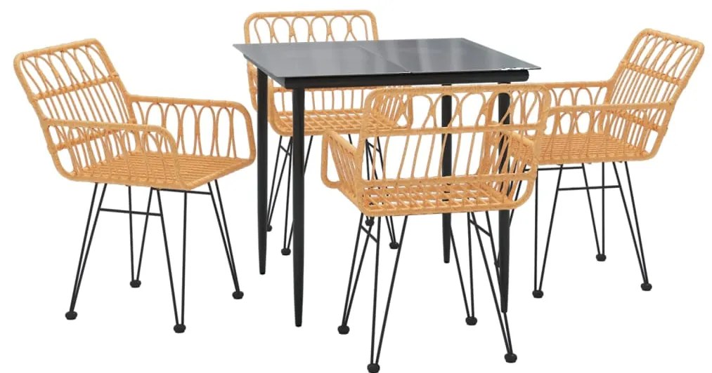 5 pcs conjunto de jantar p/ jardim vime PE