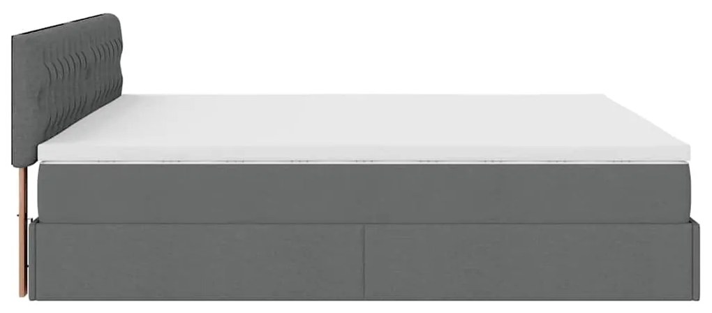 Estrutura de cama otomana com colchão 200x200cm cinzento-escuro