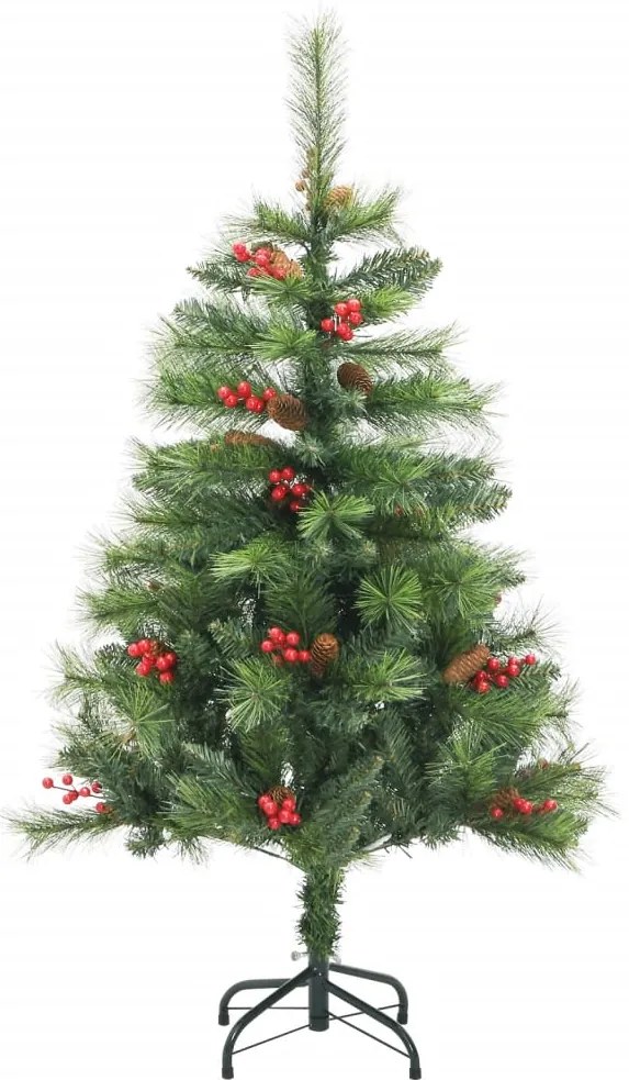 Árvore de Natal artificial articulada c/ pinhas e bagas 150 cm