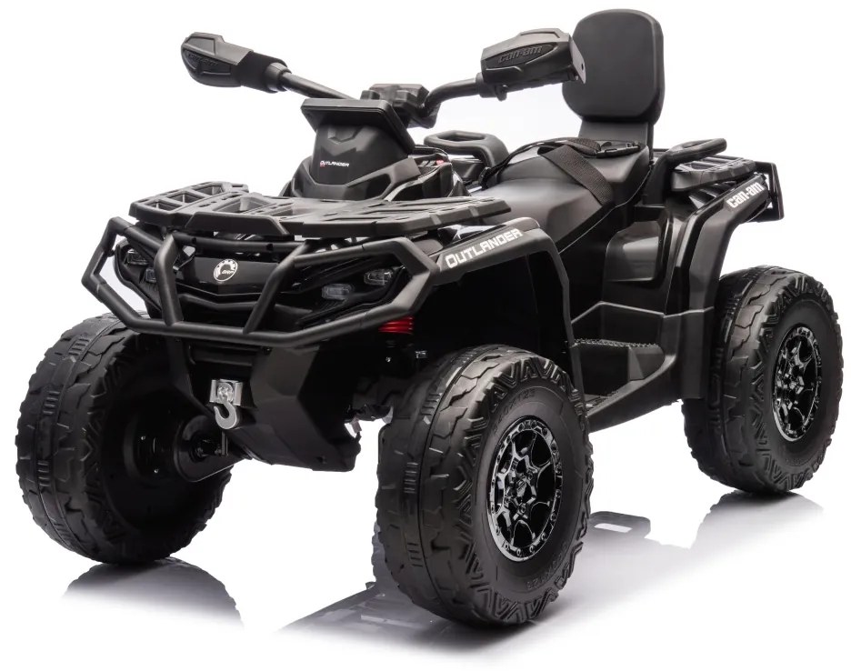 Moto 4 elétrica para crianças 3 a 7 anos, 12V Can Am Outlander 4x4 com controlo remoto, rodas Espuma EVA, assento couro Carga até 50Kg Preta