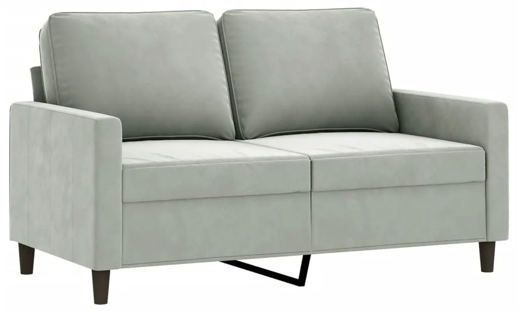 4 pcs conjunto de sofás com almofadas veludo cinzento-claro