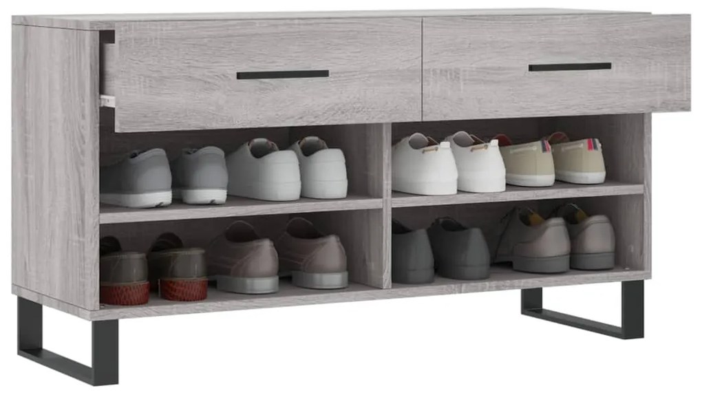 Banco sapateira 102x35x55 cm derivados madeira cinzento sonoma