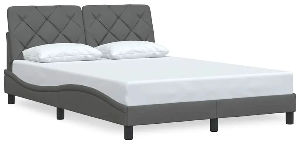 Estrutura de cama sem colchão 120x200 cm tecido cinzento-escuro