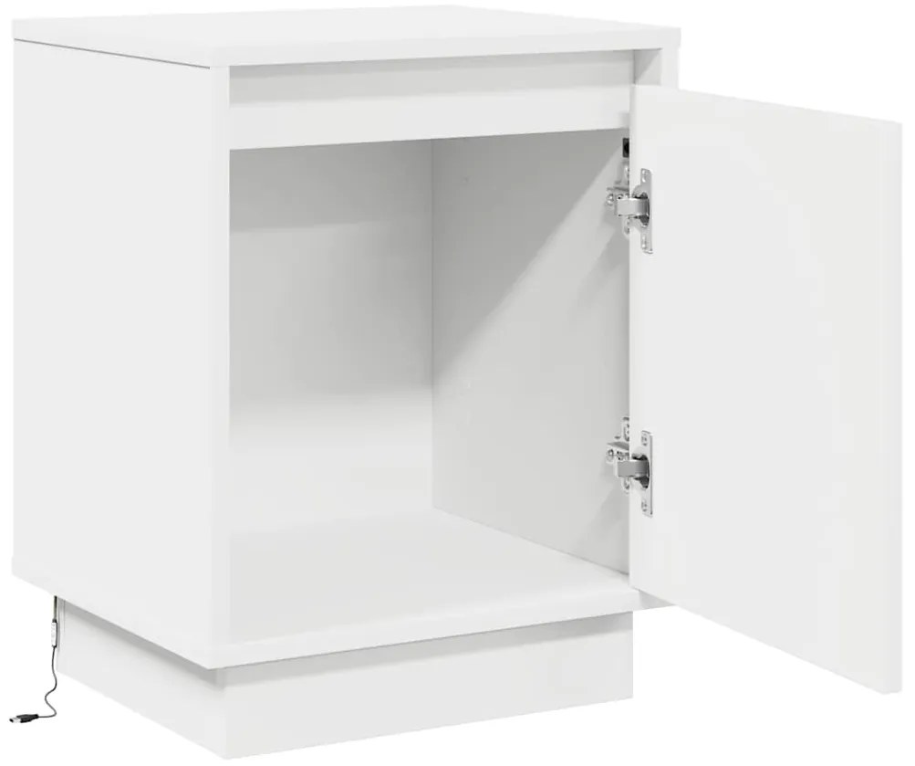 Criado-mudo com Luzes LED Branco 39x34,5x50 cm
