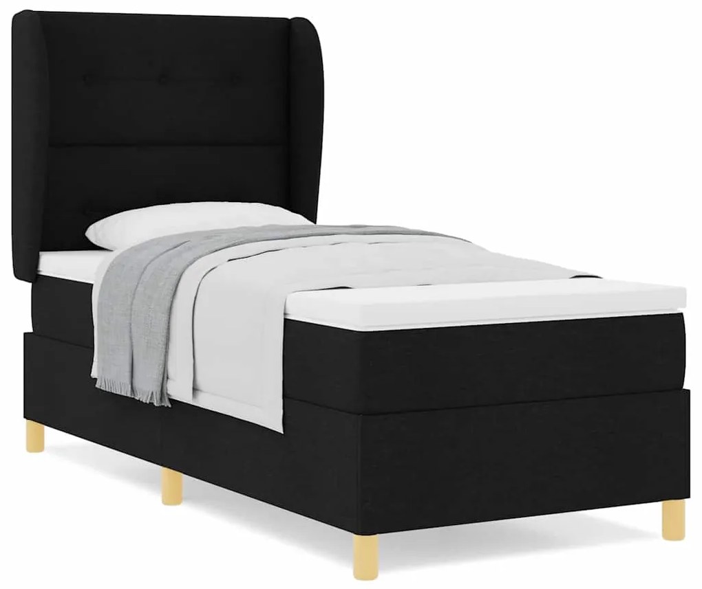 Cama Box Spring com Colchão vidaXL Preto 100x200 cm Tecido