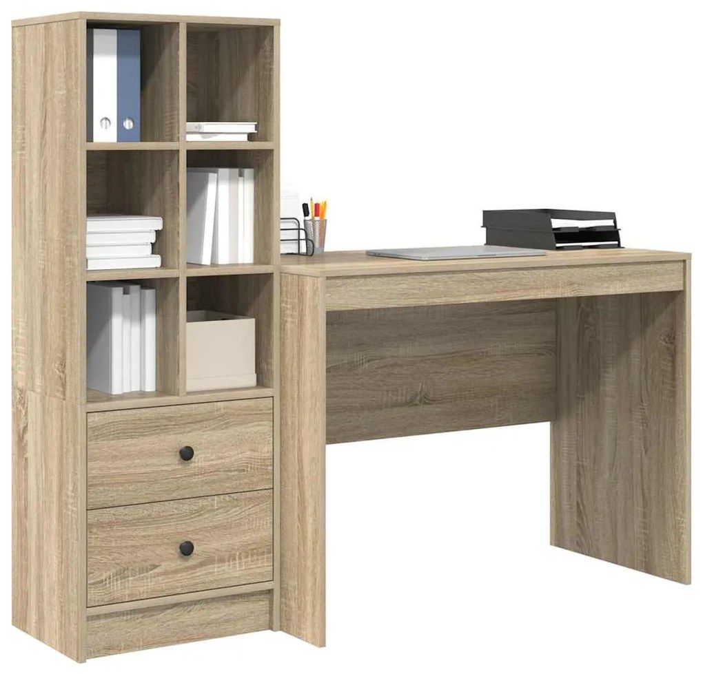 Mesa com Armazenamento Carvalho Sonoma Madeira Engenharia