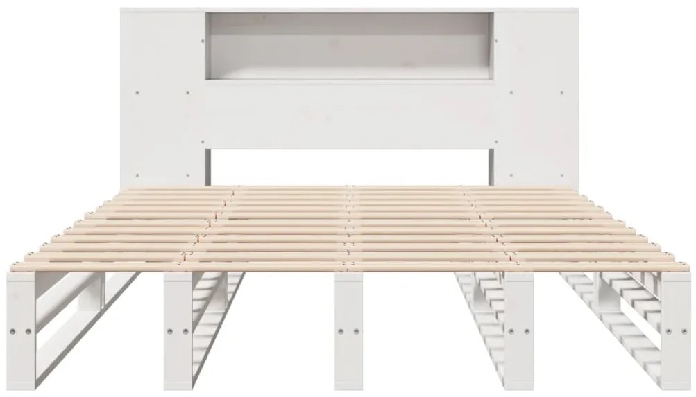 Cama com estante sem colchão 120x200 cm madeira maciça branco