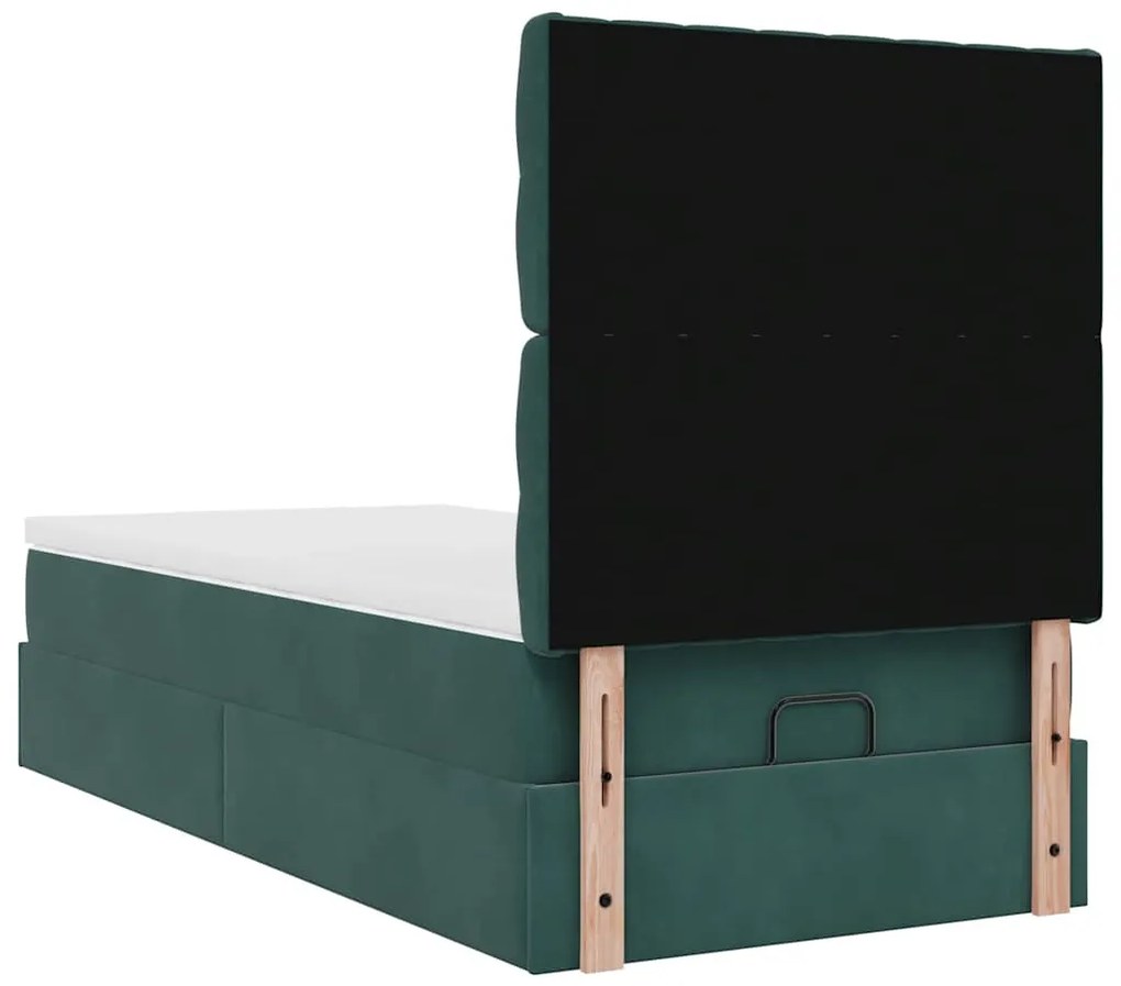 Estrutura de cama otomana colchões 90x200cm veludo verde escuro