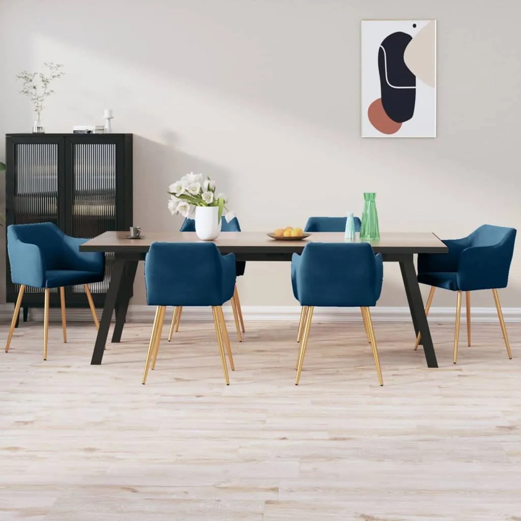 vidaXL Cadeiras de jantar 6 pcs veludo azul