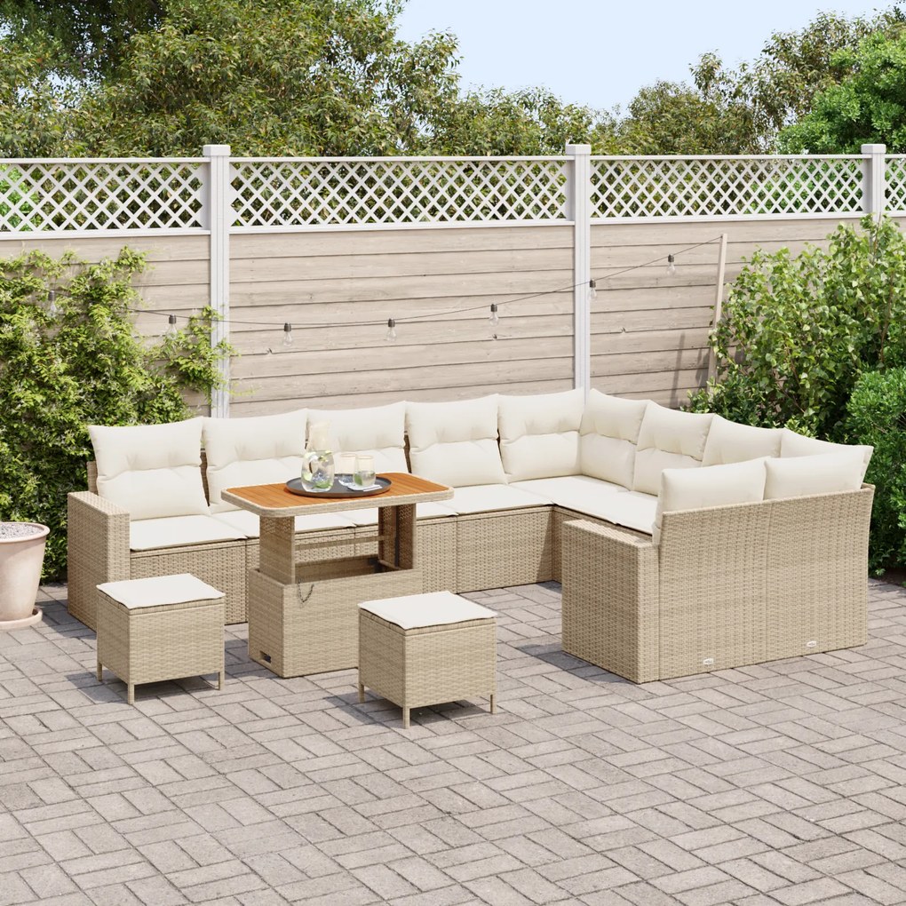 Conjunto de Sofá de Jardim vidaXL de 12 Peças com Almofadas em Rattan