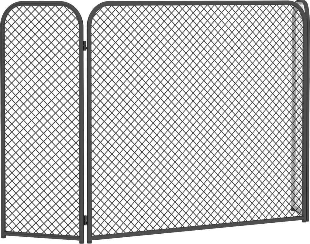 HOMCOM Grade de proteção para lareira dobrável de 3 peças com design geométrico e proteção contra faíscas, metal resistente ao calor, Preto | Aosom Portugal