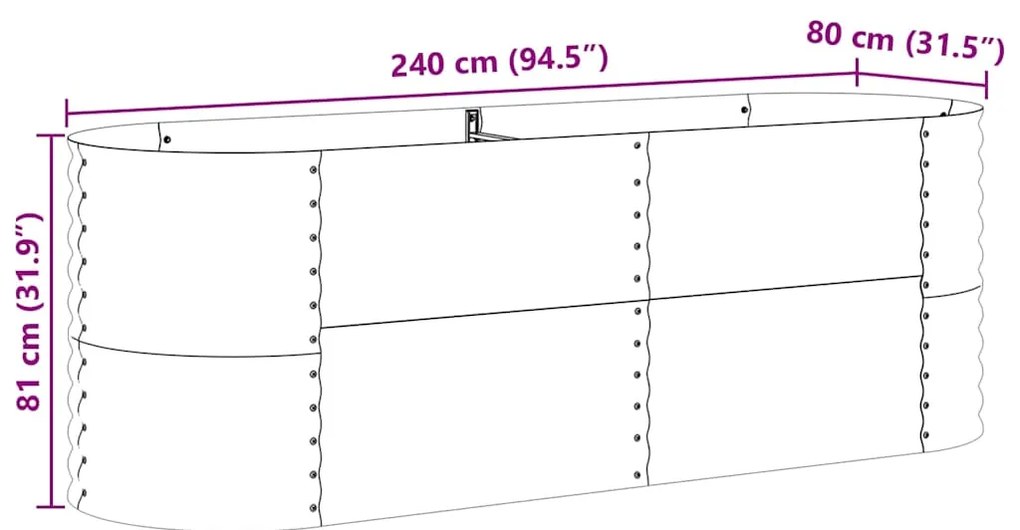 Cama Elevada de Jardim Castanha - Aparência de Madeira 240x80x81 cm de
