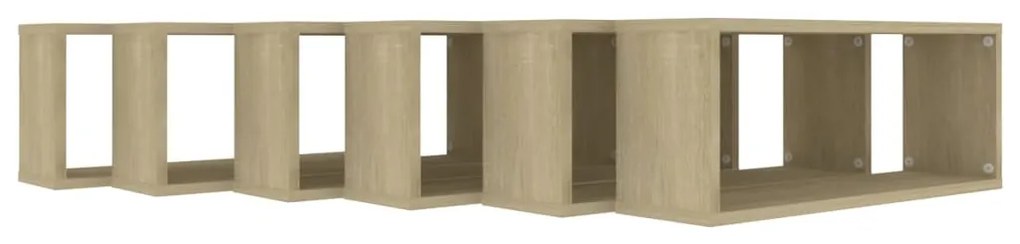 Prateleiras parede forma de cubo 6 pcs carvalho sonoma