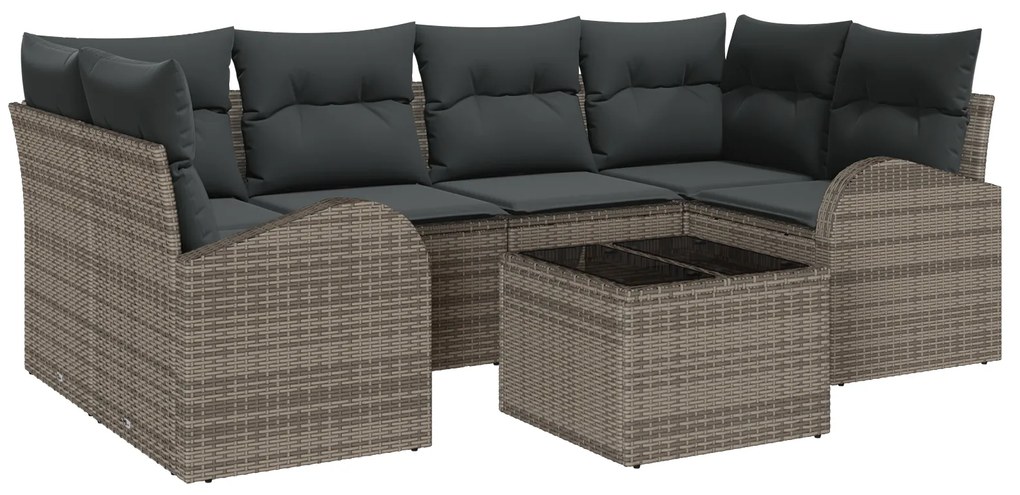Conjunto de Sofá de Jardim vidaXL de 7 Peças com Almofadas Cinzento Ra
