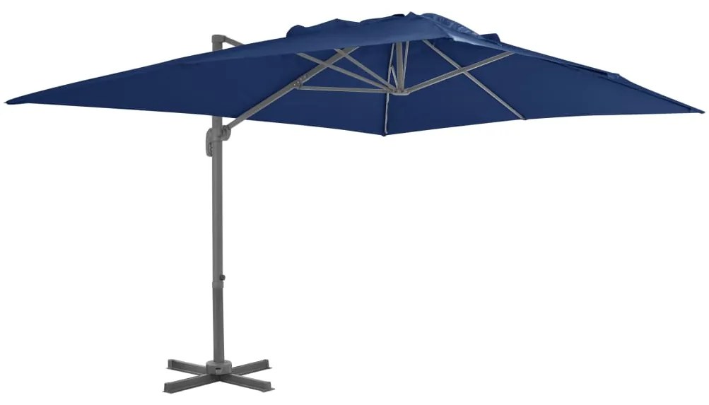 Guarda-sol jardim cantilever c/ poste alumínio 4x3 m azul ciano