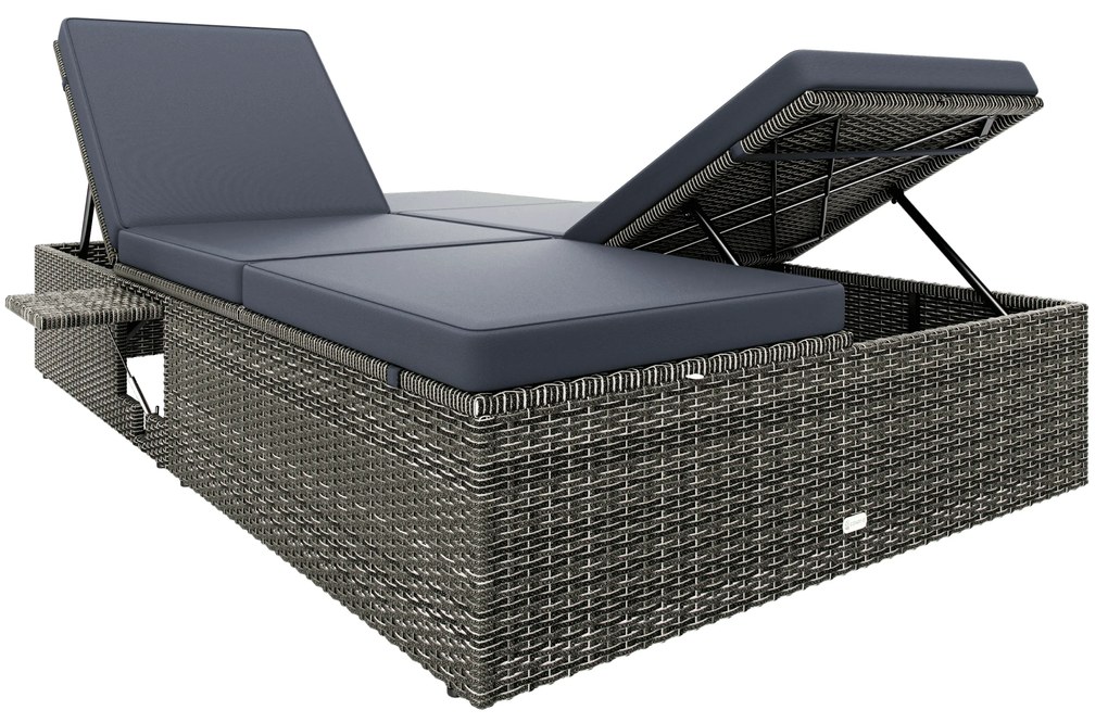 Espreguiçadeira de jardim em polyrattan 200 x 115 x 33 cm Cinza/Antracite