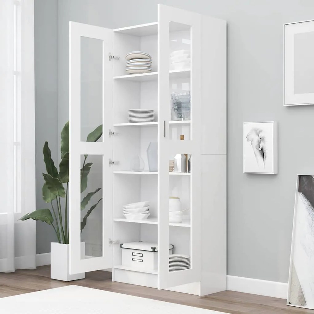 Armário vitrine 82,5x30,5x185,5cm derivados de madeira branco
