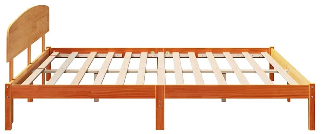 Estrado de Cama com Cabeceira Castanho Encerado 200x200 cm Madeira Sól