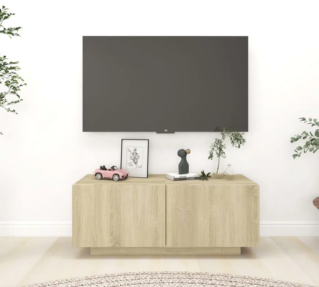 vidaXL Móvel p/ TV 100x35x40cm madeira processada carvalho sonoma