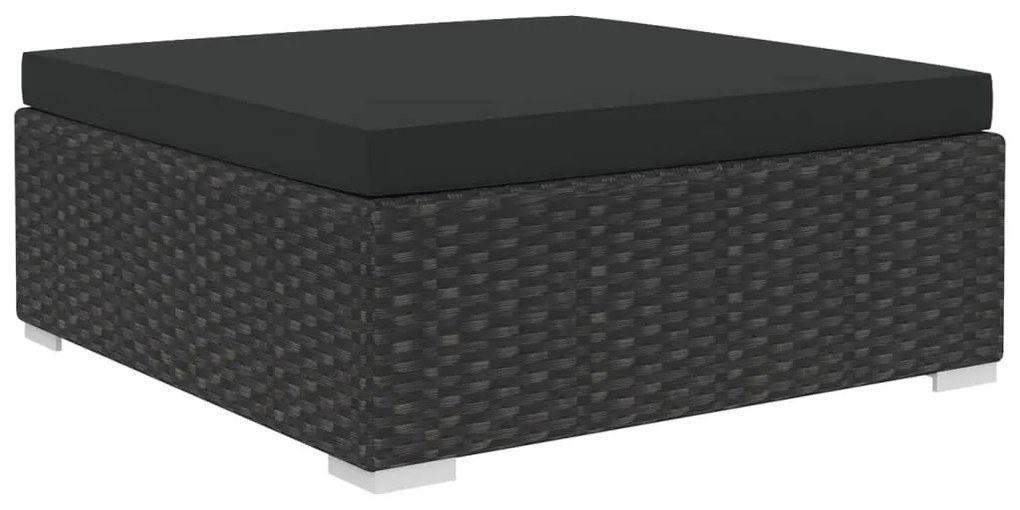 5 pcs conjunto lounge de jardim c/ almofadões vime PE preto