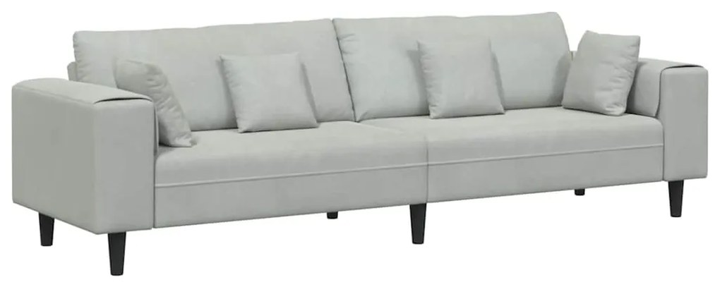Sofá de Veludo com almofada com travesseiro Cinzento-claro 208 cm Velu