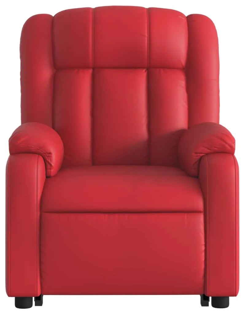 Poltrona reclinável elevatória elétrica couro artif. vermelho