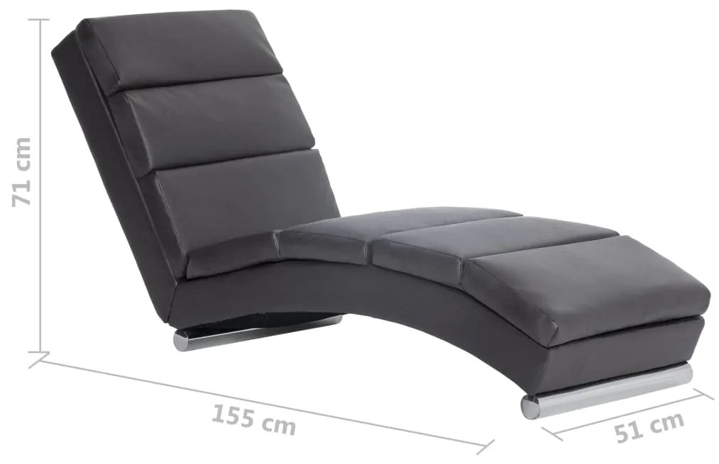 Chaise longue couro artificial cinzento