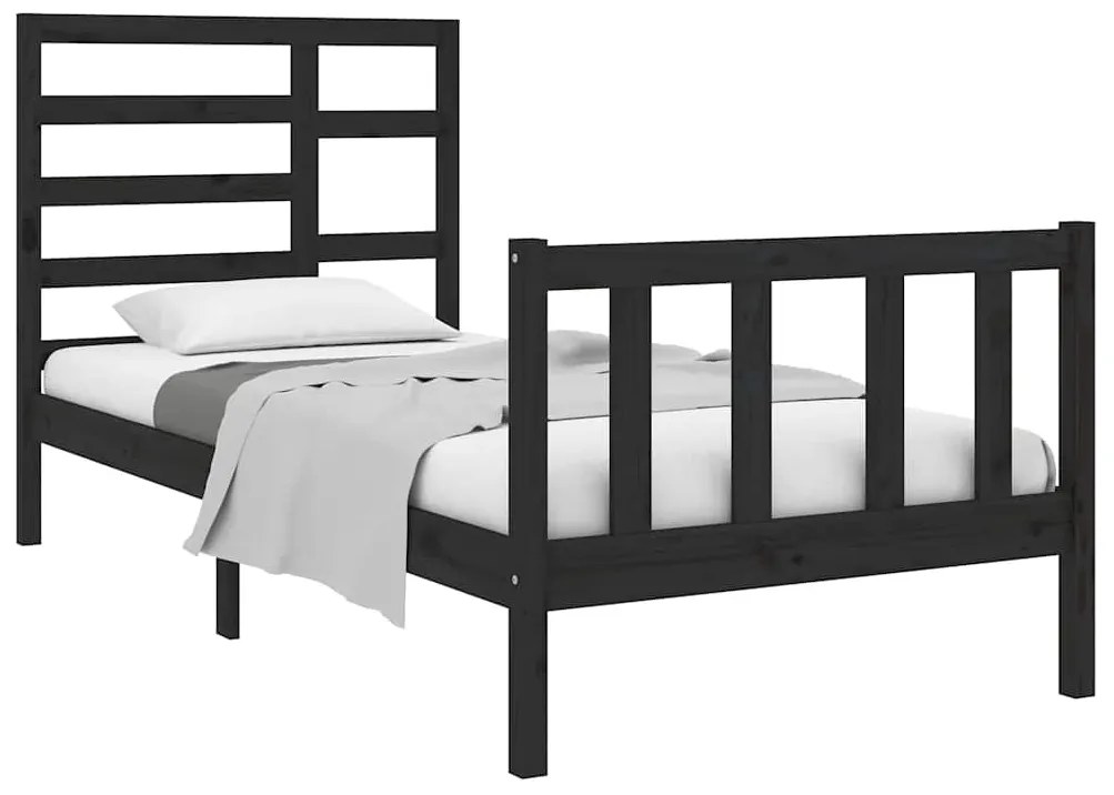 Estrutura cama pequena solteiro 75x190 cm madeira maciça preto