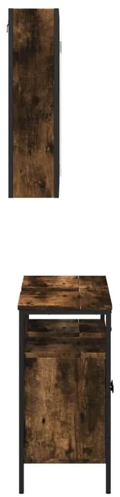 2 pcs conj. móveis casa de banho derivados madeira cor fumado