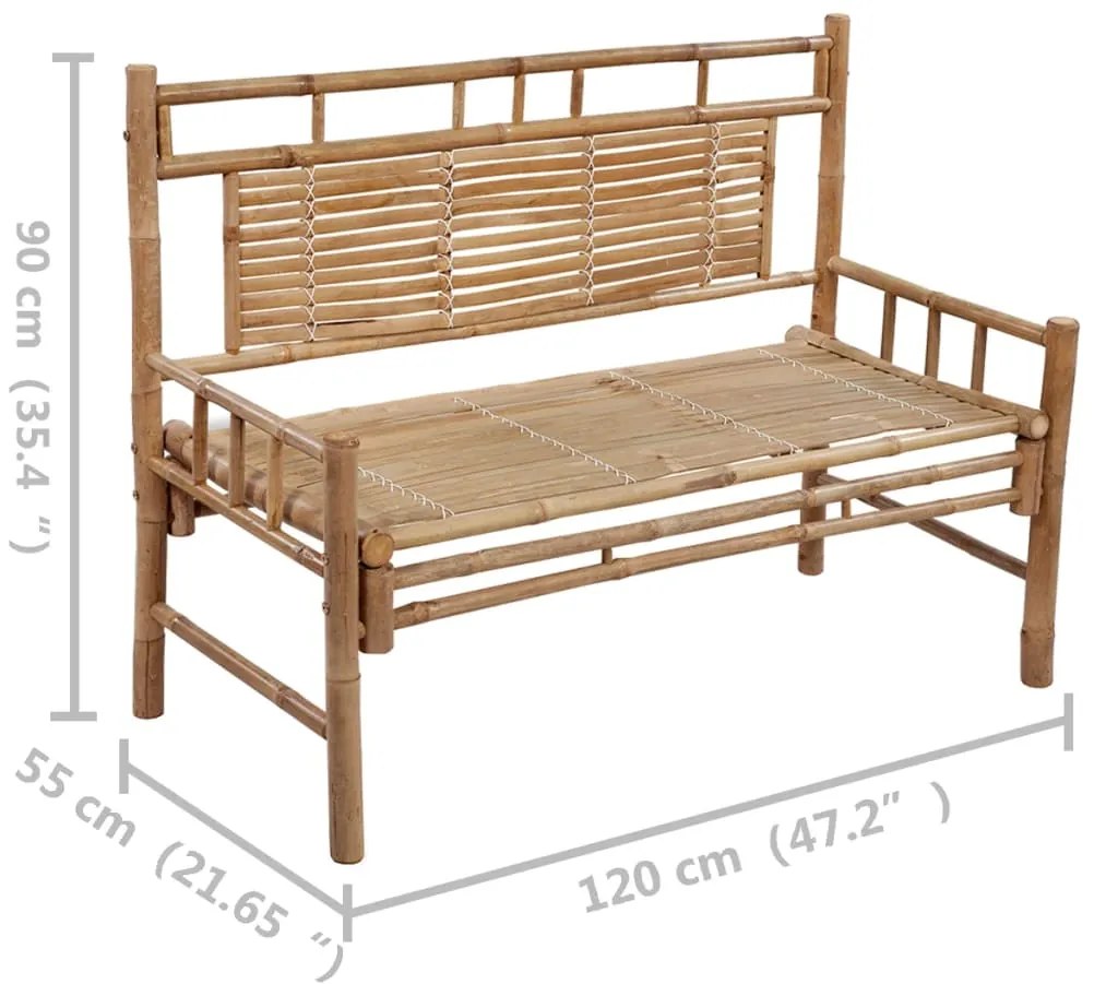 Banco de jardim com almofadão 120 cm bambu