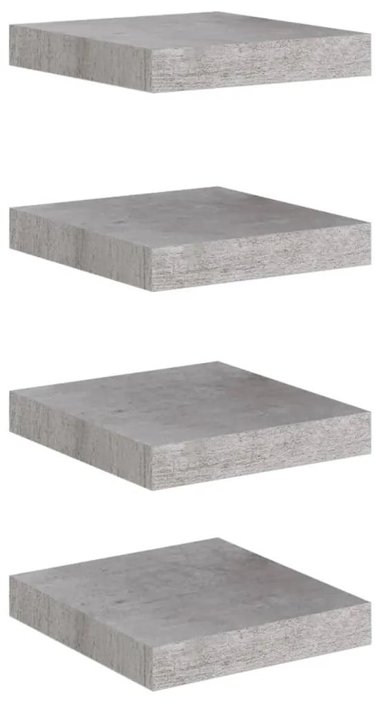 Prateleiras de parede 4 pcs 23x23,5x3,8cm MDF cinzento-cimento