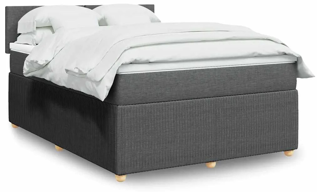 Cama com molas/colchão 140x190 cm tecido cinzento-escuro