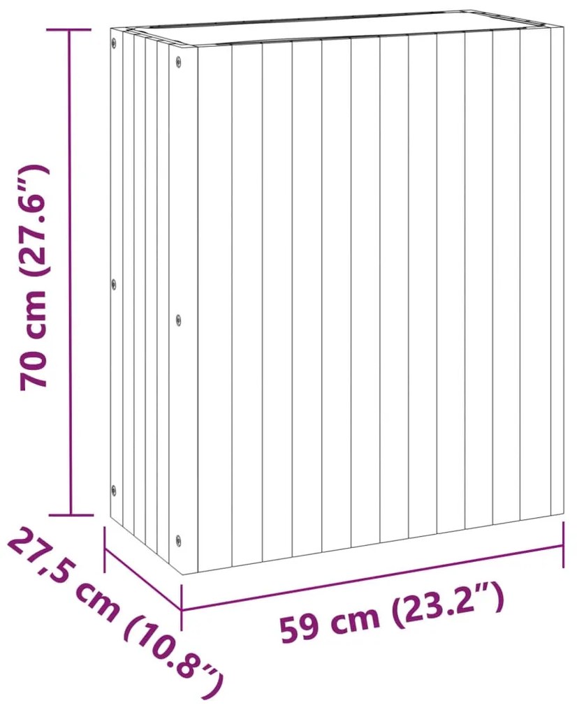 Vaso/floreira de jardim 59x27,5x70 cm madeira de acácia maciça