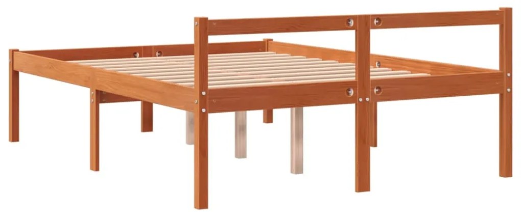 Cama para idosos 140x200 cm madeira pinho maciça castanho cera