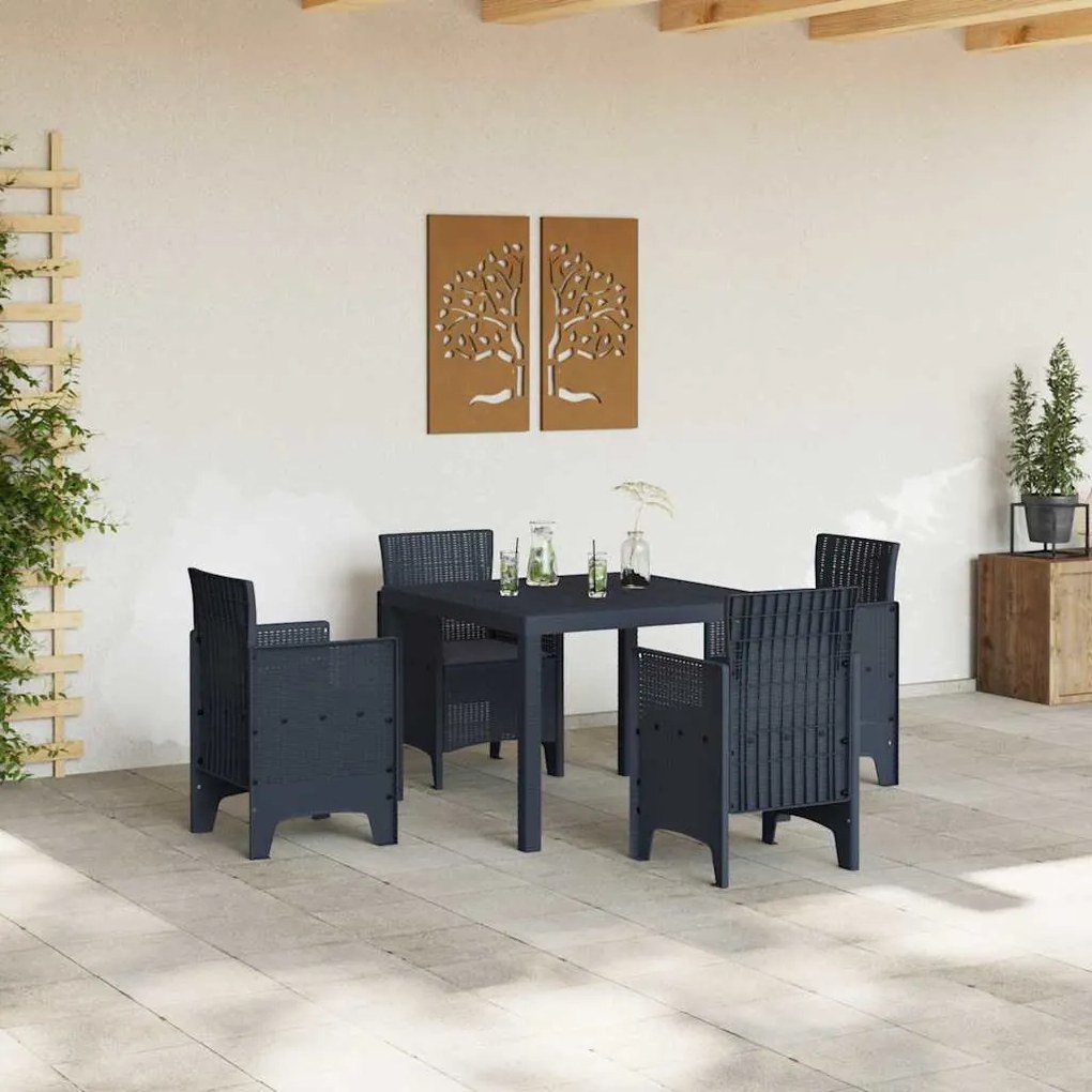 Conjunto de Jantar para Jardim 5 pcs Antracite