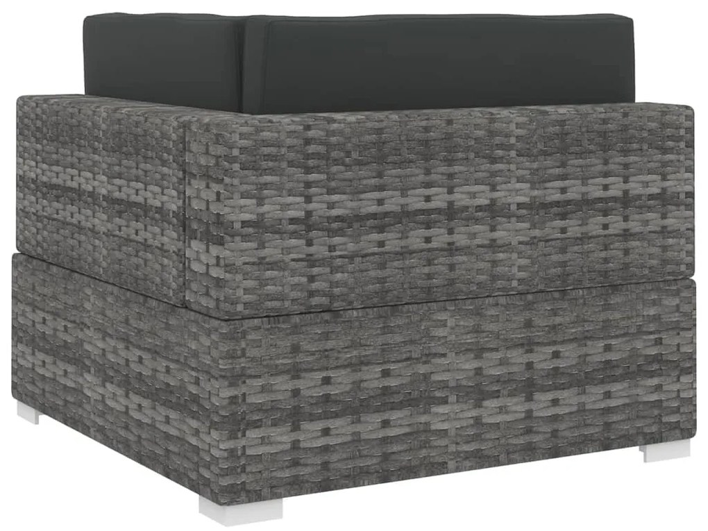 Cadeira de canto seccional c/ almofadões 1 pc vime PE cinzento