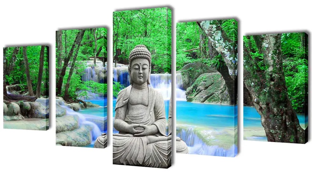 241589 vidaXL Políptico com impressão Buddha 200x100 cm