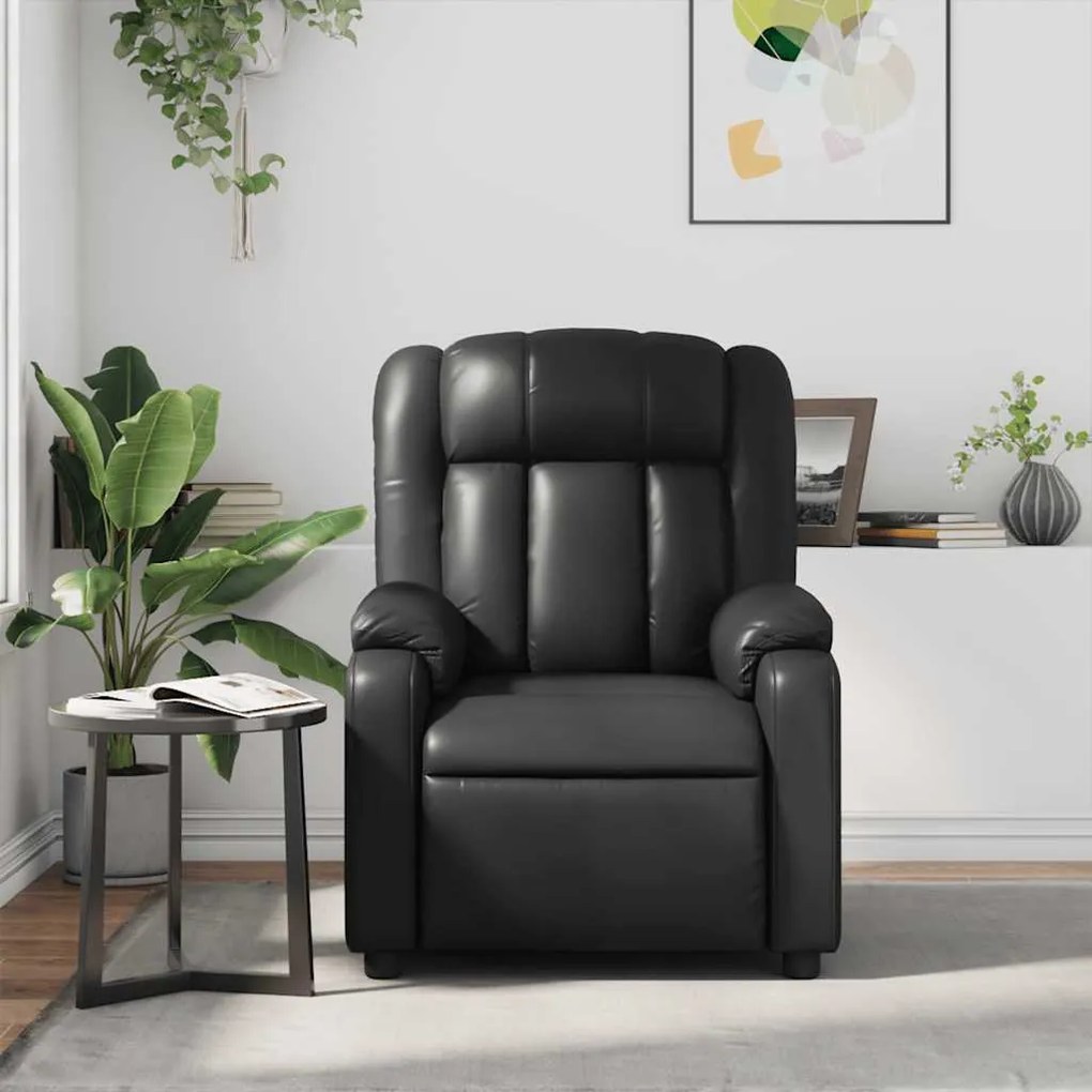 Poltrona de massagens reclinável couro artificial preto