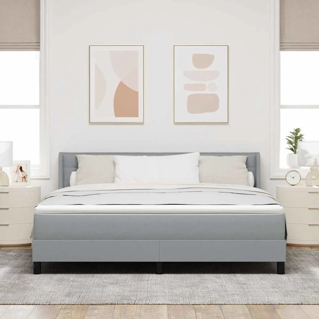Cama Box Cinzento-claro 180 x 200 cm Tecido e Espuma