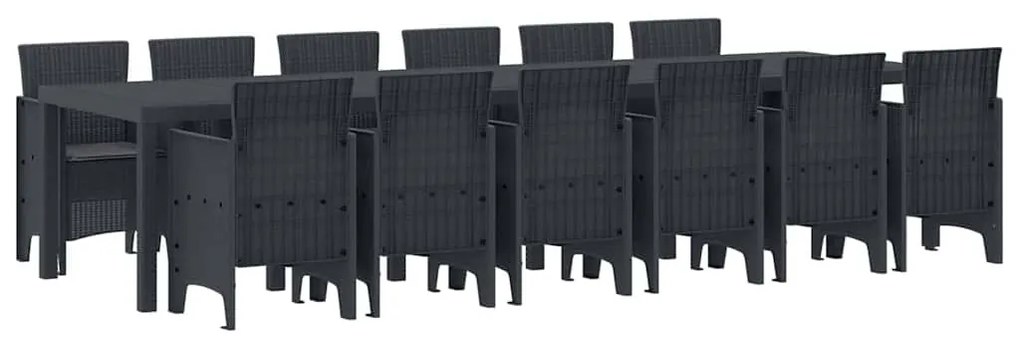 Conjunto de Jantar para Jardim 13 pcs Antracite Grande